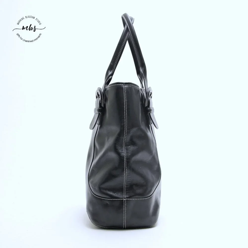 Cole Haan Contrast Stitch‎ Leather Large Tote - Picture 3 of 15